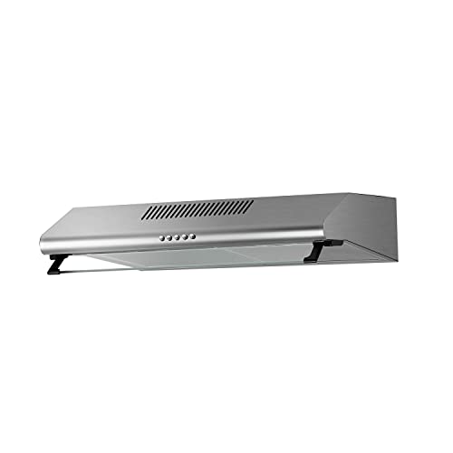 electriQ 60cm Stainless Steel Visor Hood with Glass Front - Top & Rear Venting - 5 Year Warranty