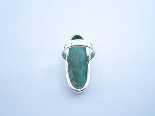 Bague argent 925 pierre malachite naturel grand format corona 41x15mm - 4