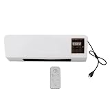 Luocute Wall Mounted Heating Machine, Dual Use Nature Fan and Heater, 3 Seconds Fast Heat Up, Low Noise, with Remote Control, for Home Bedroom and Camping (Without Print)
