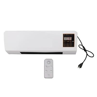 Luocute Wall Mounted Heating Machine, Dual Use Nature Fan and Heater, 3 Seconds Fast Heat Up, Low Noise, with Remote Control, for Home Bedroom and Camping (Without Print)