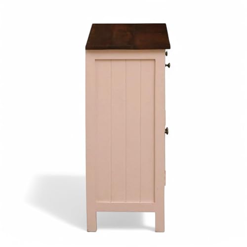 Image of Solid Wood Sideboard Cabinet | 2 Drawers | Premium Tubaq Top with Rosset Pink | Stylish Wooden Storage for Living Room & Hall