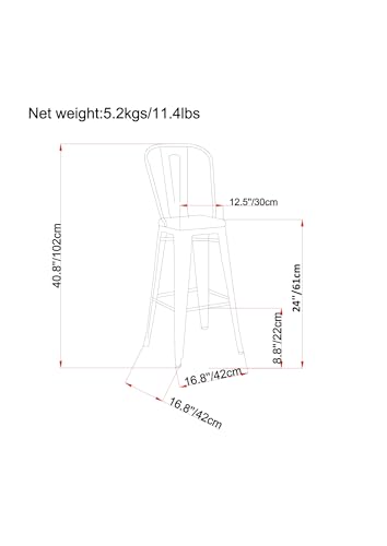 SIMPLIHOME Butaco Metal Blanco Modelo AXCFLECS24-WH Altura Asiento 24 pulgadas Set de 2 miniatura 3