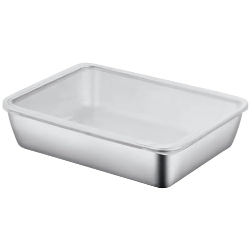 yeeplant Recipiente apilable para preparación de comidas con tapa a prueba de fugas, caja de almacenamiento de acero inoxidable de 10 x 7.9 x 2.2 pulgadas, apto para horno