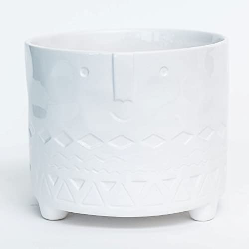 212 Main Footed White Glazed Friendly Face Planter