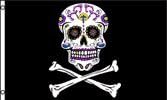 Pirate Sugar Skull Flag 3x5ft