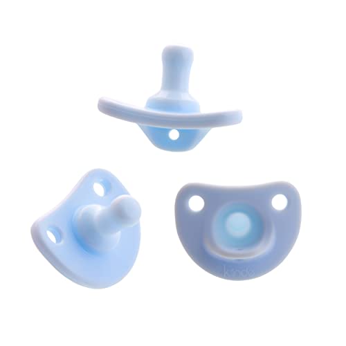 Image of Kiinde Active Latch Pacifier, 100% Medical Grade Silicone, One-Piece Construction, Lightweight, Contoured, Easy Clean, Soft Pacifier for Breastfeeding Babies 0-6 Months, Blue, Pack of 3