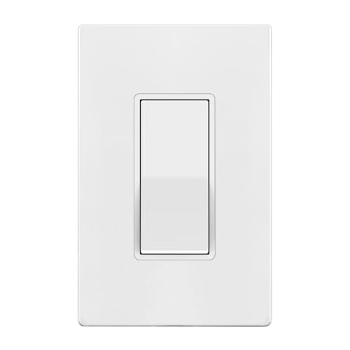 TG White Light Switch with Screwless Wall Plate Decorator Paddle Rocker Wall Switch 4-Way 3 Wire Grounding Screw Residential Grade 15A 120V/277V UL Listed LS-D415-WSP