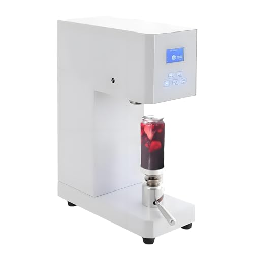 DNEPEI Selladora de latas con Contador LCD Inteligente y Pantalla LED, selladora Comercial semiautomática de 370 W para latas de 55 mm, Altura Ajustable de 4,5 a 6,7 ​​Pulgadas White-220V