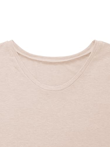 Mirol Women's Cap Sleeve Tank Tops U Neck Solid Color Casual Shirts Loose Fit Basic Blouse Apricot #TOP2