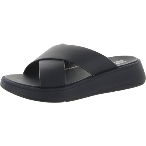 Image of FitFlop Women's F-Mode Leather Flatform Cross Slide Sandal
