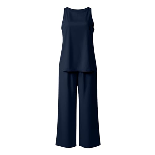 Camiseta sin mangas de verano y pantalones de 2 piezas estilo traje de ocio casual 7