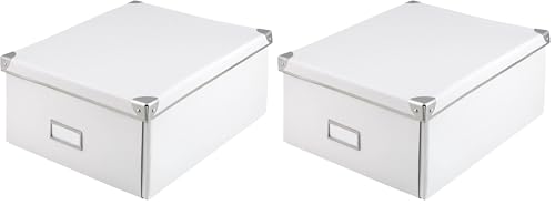 Idena Boîte de Rangement en Carton Rigide avec Couvercle renforcé en métal, avec Plaque d'étiquetage d'environ 36 x 28 x 17 cm (Lot de 2)