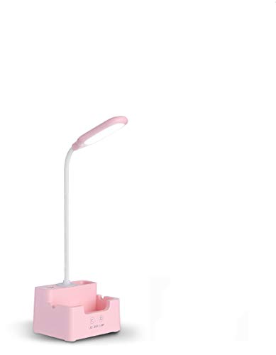 Preisvergleich Produktbild tischlampen Rosa wiederaufladbare Led Tischlampe mit Fan Touch Dimmbare Schreibtischlampe Augenschutz Leselampe für Kinder mit Telefon Hoder Stifthalter