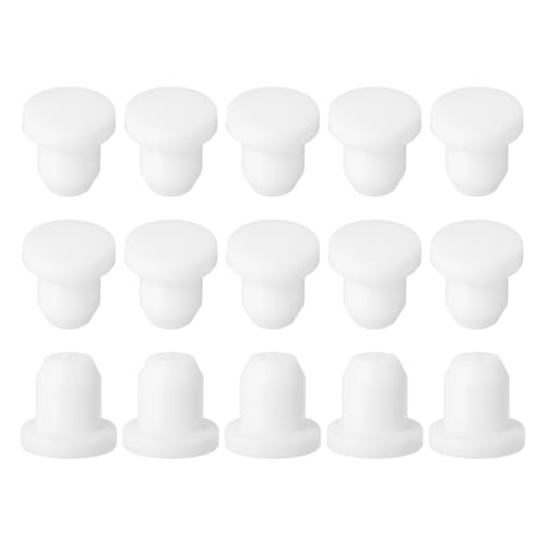Image of uxcell 15Pcs Silicone Hole Plug, Waterproof Solid T-Shaped Rubber Stoppers Bottle Seal Tube Pipe Plug End Cap for 6.3mm /0.25 inch Hole for Bathtub Bottle, 0.31 inch Plug Height, White