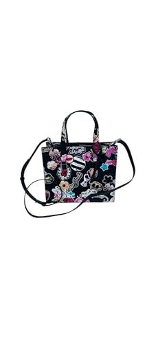 Bolso tote pequeño de cuero Marc Jacobs con asa superior y correa cruzada (negro) miniatura 3