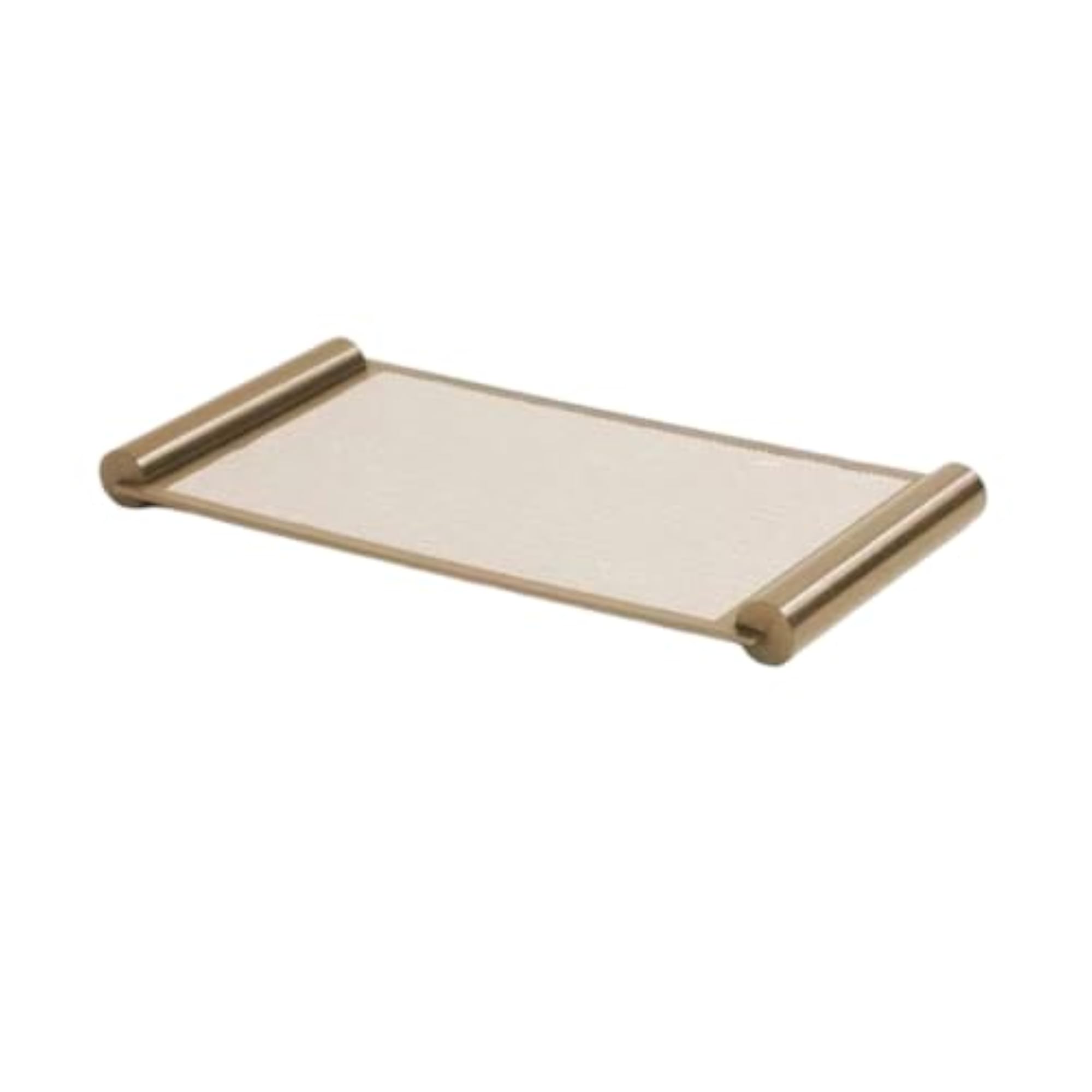 Woven-Look Rectangular Tray with Gold Frame