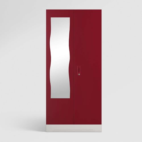 Image of Interio by Godrej Slimline 2 Door M4 Steel Almirah with Locker in Textured Carmine Red