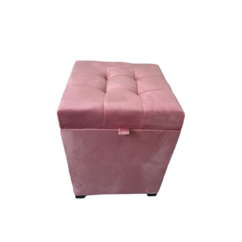 Puff Baú Quadrado 1 Lugar Em Mdf Em Suede Puff Sala Banco Pufe Banquetas(Polipropileno em L,Rosa Claro)