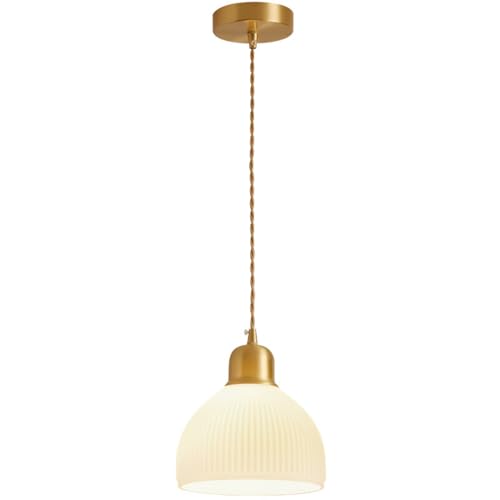 Lumière pendentif en verre rayé pour chambre cocooning