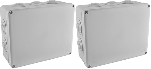 DEBFLEX - Caja de Derivación Estanca IP55 - Para Conexión Segura de Cables - Se Fija en la Pared en Superficie - Gris - 220 x 170 x 90 mm (Paquete de 2)