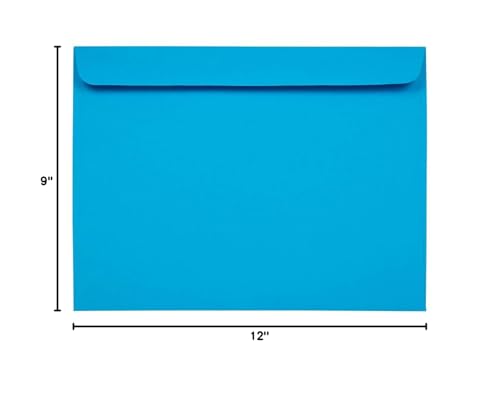 JAM PAPER 9 x 12 Booklet Colored Envelopes - Blue - 50/Pack