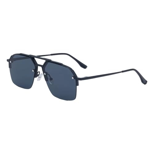 Lunettes de soleil homme rétro demi-monture métal confort