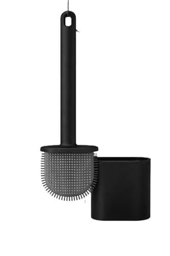 Image of Silicone Toilet Cleaning Brush Bathroom Cleaning Accessories Toilet Brush with Holder Stand Commode Cleaning Brush Closet Cleaning Brush Pot Cleaner Brush