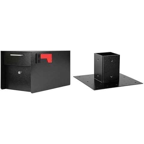Ganiude Metal Post Mount Mailbox + Surface Mount Post Base Plate Cover