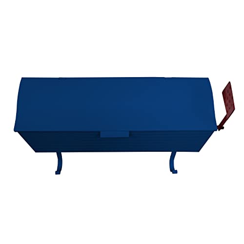 Image of Oakland Living AZ620-BLUE Blue Patriotic Metal Outgoing Mail Flag and Newspaper Hangers Wall Mounted Mailbox