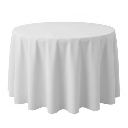 Surmente White Tablecloth for Round Tables, 90-inch Round Table Cloths for Weddings, Banquets, or Restaurants