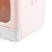 GLOGLOW Cat Litter Box, Practical Enclosed Design PP Material Cat Litter Box with Scoop Portable Foldable Anti Splashing 2 Doors Cat Toilet with Lock for Pet Supplies (Pink)