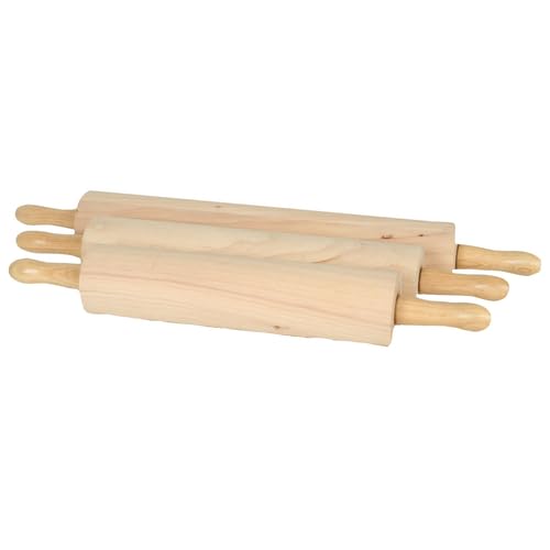 FSE WDRNP018 Rolling Pin, 18", 3-1/4" Dia. Barrel, Contoured Handles, Solid Wood