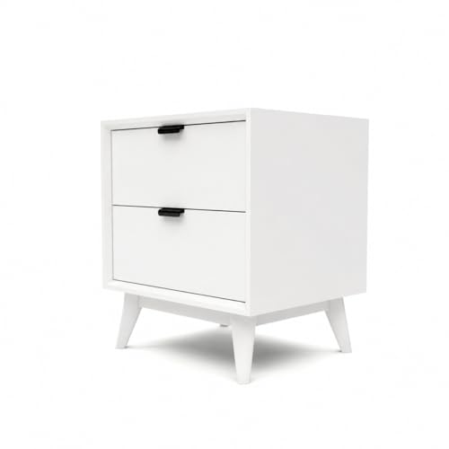 Image of Solid Wooden Bedside End Table Wooden NightStand Side Table for Living Room, Home and Office Furniture | Solid Wood Bed Side End Table for Bedroom Table- in White Finish