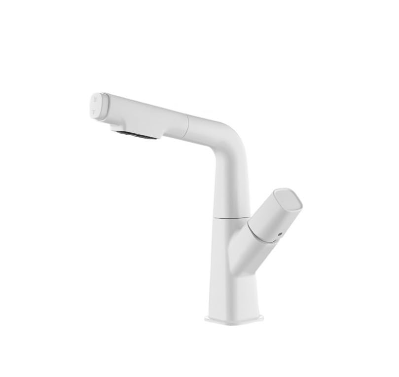 Robinet mitigeur en laiton blanc extractible pour lavabo et salle de bain