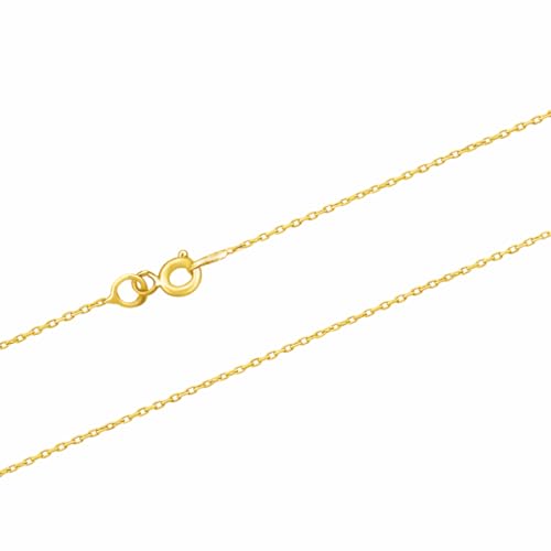 MYSTIC JEWELS – Cadena Collar de Plata de Ley 925 con Baño de Oro 14K, Forzada Diamantada 1 mm para Mujer, disponible en 40,45,50,55,60 cm (40.0 cm)