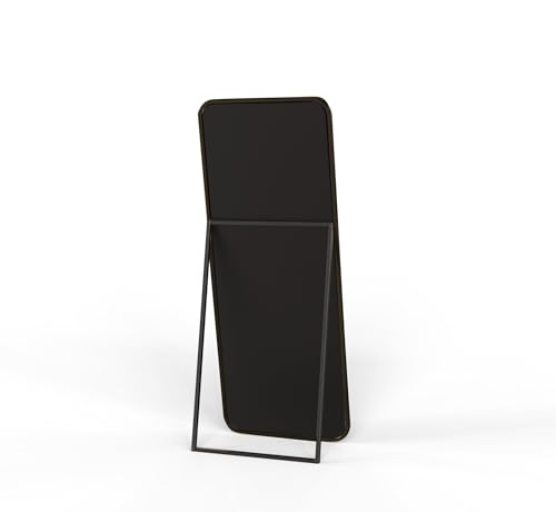 Image of Gharaana Mile Metal Floor Rectangular Mirror with Stand for Living Room, Full-Length Mirror for Bedroom | Standing Mirror | Glam Gold (58x23x12) (Black)