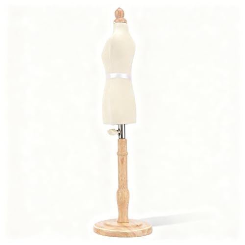 Maniquí Costura Mujer 1/3 Talla L, Torso Ajustable Madera Haya, Base Redonda Resistente