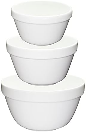 Traditional Ceramic Pudding Basin for Steaming Set of 3 - Christmas Pudding Mold - Ovenproof Durable & Sturdy White Porcelain - Timeless Vintage Mixing Bowls - Easy Clean - Made in Europe from Muldale