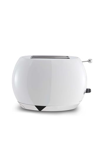 BUGATTI Romeo, Multifunktions-Design-Toaster aus Edelstahl, 7 Bräunungsstufen, 4 Funktionen, ohne Zange, 870-1035 W, Weiß