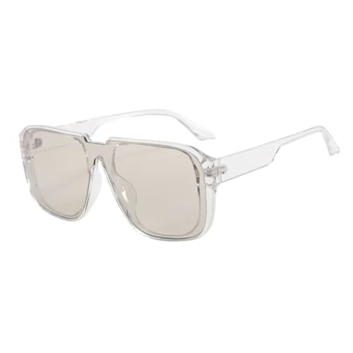 Gafas de sol retro de una pieza para hombre, con protección UV400 y parte superior plana, a la moda (77187-C3)