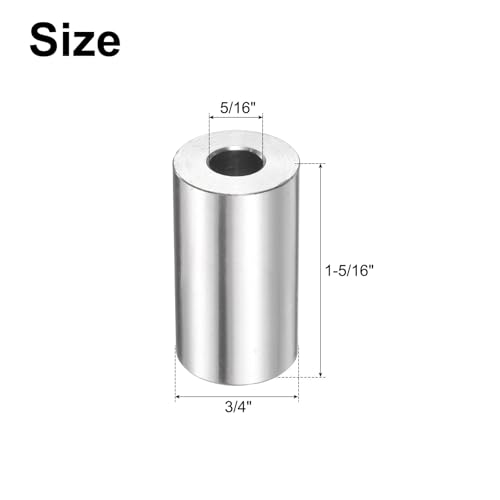 QUARKZMAN 10 Stück Edelstahl Abstandshalter 5/16 Bohrung x 3/4 AD x 1-5/16 Länge Schraube Buchse Glatte Oberfläche Rund Metall Distanzhülsen für M8 Schrauben Bolzen und Stangen