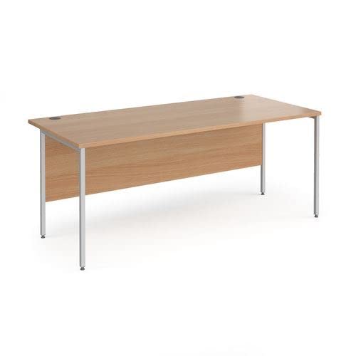 Office Monster Yukon straight desk with silver H-Frame leg 1800mm x 800mm - beech top
