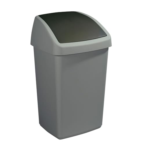 Sunware Delta Bin with Swing Lid, Metallic Black, 50 Litre