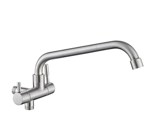 Grifo de cocina de acero inoxidable 304 doble con rociador de pared y boquilla de bidé