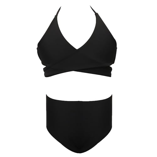 Maillot de bain pour enfant fille en nylon : ensemble bikini deux pièces uni taille 86 tendance