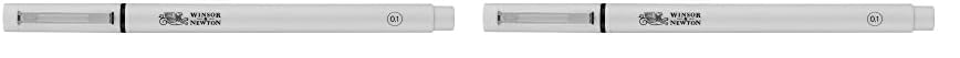 Winsor & Newton Fineliner Fine Point Pen, 0.1mm Tip, Black (Pack of 2)