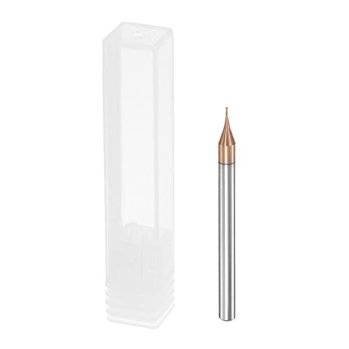Image of uxcell Square Nose End Mill, 0.6mm Solid Carbide AlTiSin Coated Long Reach CNC Router Bits 2 Flutes Milling Cutter with Extended Neck, 2mm Cutting Length 4mm Shank