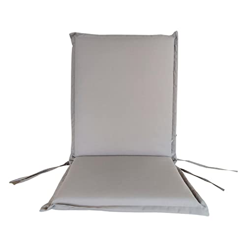 Edenjardi Cojín para Silla Plegable, Asiento y Respaldo, Poliéster 180 gr, Color Gris, 92x42x4 cm, Funda de cojín con Relleno para sillas de terraza, Cojines Silla de Comedor jardín