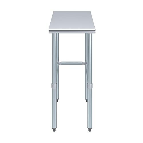Image of AmGood Stainless Steel Work Table Open Base | Metal Work Bench (Stainless Steel Table Open Base, 15 inch Long x 24 inch Deep)