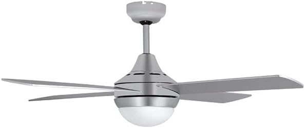 Suinga Ventilador de techo con luz LED, mando a distancia, 3 velocidades, temporizador, 60 W, plateado, 120 cm de diámetro
